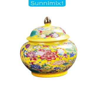 [Sunnimix1] กระปุกใส่ชา ขิง เคลือบสี พอร์ซเลน พร้อมฝาปิด