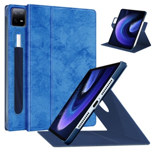 เคสแท็บเล็ต หนัง PU หมุนได้ พร้อมช่องใส่ปากกาสไตลัส สําหรับ Xiaomi Pad 6 6 Pro 11 นิ้ว 2023