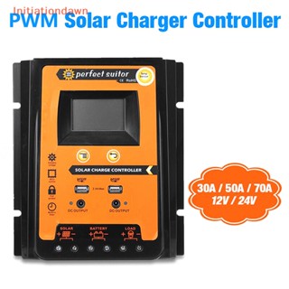 [Initiationdawn] Pwm ตัวควบคุมการเก็บประจุพลังงานแสงอาทิตย์ 12 24V 30 50 70A USB 5V LCD