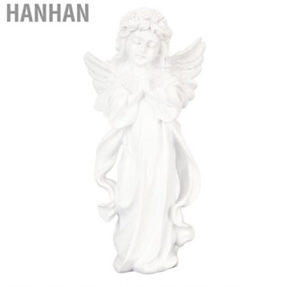 Hanhan Baby Angel Statue White 10.8in High Hand Carved Rich Details For Garden