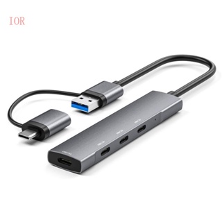 Ior อะแดปเตอร์ฮับ USB C เป็น USB C อะลูมิเนียม 4 พอร์ต Type C เป็น USB 4 พอร์ต สําหรับแล็ปท็อป 5Gbps