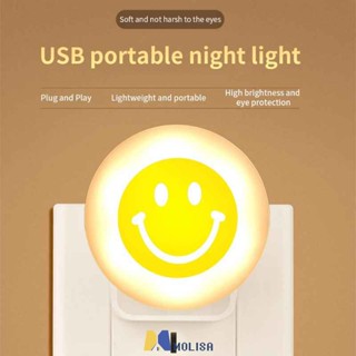 Smile Led Light Usb Night Light ปลั๊กโคมไฟติดผนังโคมไฟบ้านซ็อกเก็ตโคมไฟ MOLISA