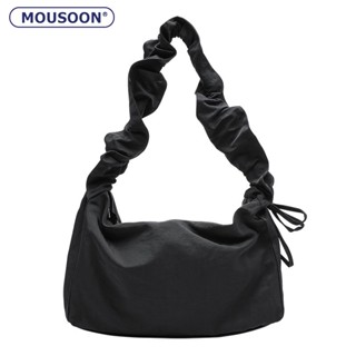 MOUSOON กระเป๋าสะพายไหล่สตรีสไตล์เกาหลี Drawstring Art กระเป๋าถือใต้วงแขน