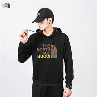 The North Face×Gucci เสื้อกันหนาวลําลอง มีฮู้ด พิมพ์ลายโลโก้ The North Face×Gucci 100% แฟชั่น สําหรับผู้ชาย