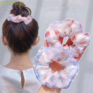 Daishen1 ตาข่าย Scrunchies สไตล์เกาหลี ฤดูใบไม้ผลิ ยางรัดผม เด็กผู้หญิง ผ้าโพกศีรษะ ลายจุด ใหม่ สองชั้น มีสไตล์ ยางรัดผม