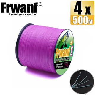 Frwanf สายเอ็นตกปลา แบบถัก PE X4 500 ม. ทนทาน สีชมพู 4 เส้น