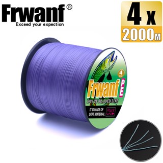 Frwanf สายเอ็นตกปลา แบบถัก PE X4 2000 ม. ทนทาน สีม่วง 4 เส้น