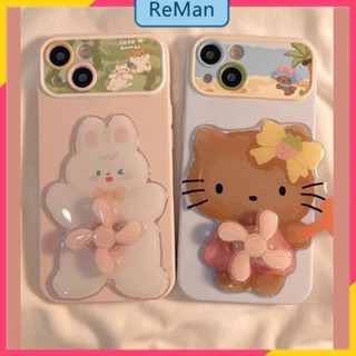 เคสโทรศัพท์มือถือ ลายการ์ตูนกระต่าย KT หมุนได้ สําหรับ Iphone Apple 13 14ProMax 12 11 Xs Xr X14Promax 14plus 13 12pro 12 11 pro max Xr Xs max 7 8 Plus 13 pro max 13 12 111promax