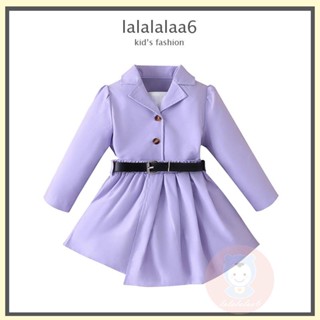 Laa6- เสื้อเบลเซอร์แขนยาว กระดุมแถวเดียว และกระโปรง พร้อมเข็มขัด สําหรับเด็กผู้หญิง