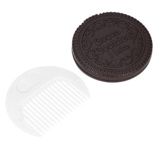 【yunhai】Cute Girl Chocolate Cookie Shape Design Cosmetic Mirror Makeup Chocolate Comb