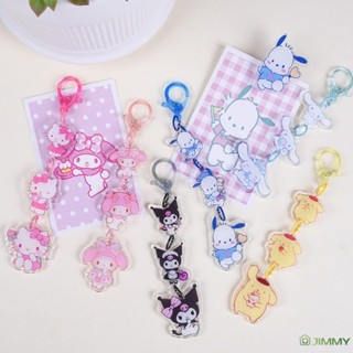 SANRIO พวงกุญแจอะคริลิค จี้ตุ๊กตา Melody Kuromi Hello Kitty Cinnamoroll ขนาดเล็ก แบบสร้างสรรค์ สําหรับห้อยกระเป๋า