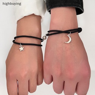 [highbuying] 2 ชิ้น แฟชั่น ดาว ดวงจันทร์ จี้แม่เหล็ก สร้อยข้อมือคู่ สําหรับผู้หญิง แฮนด์เมด เชือกโซ่ สร้อยข้อมือ มิตรภาพ เครื่องประดับ มินิมอล ใหม่ พร้อมส่ง