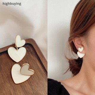 [highbuying] 1 คู่ ใหม่ สีขาว หัวใจ หยด ต่างหู สําหรับผู้หญิง เด็กผู้หญิง ต่างหูสตั๊ด อารมณ์ที่เรียบง่าย เกินจริง ต่างหูหล่น เครื่องประดับ ปาร์ตี้ สินค้าใหม่