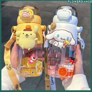 600มิลลิลิตร Sanrio เครื่องดื่มคู่ถ้วยความจุขนาดใหญ่ถ้วยน้ำฟางหญิงความงามสูงเปิดปิดผนึกพลาสติกของขวัญนักศึกษาเครื่องใช้ในบ้านดอกไม้ flower