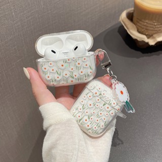 เคสหูฟัง TPU แบบนิ่ม ลายดอกไม้น่ารัก พร้อมจี้ สําหรับ Airpods Pro 2 Airpods 3 2 1