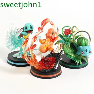 Sweetjohn ฟิกเกอร์ PVC รูปโปเกม่อน Blastoise Mewtwo Bulbasaur สําหรับเด็ก