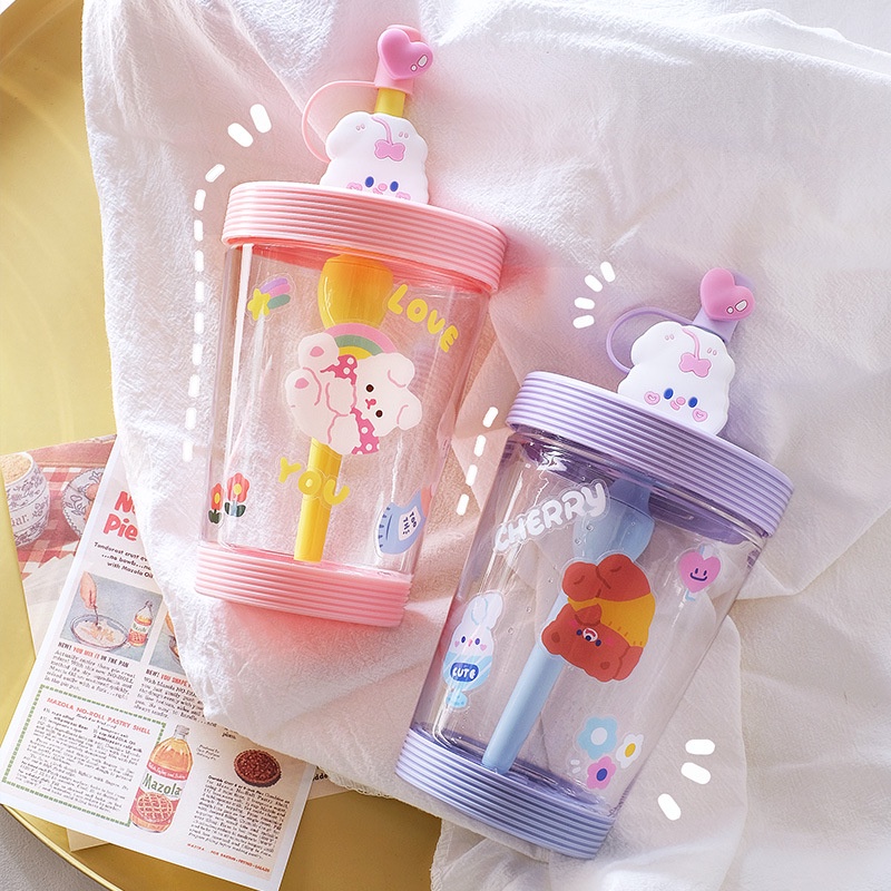 RAINBOW CUP จัดส่งจากท้องถิ่น ขวดน้ําพลาสติก ขวดน้ําเด็ก วัสดุความปลอดภัยมาตรฐาน FDA ของสหรัฐฯ เหมาะสําหรับ 0 - 60 องศา แจกสติ๊กเกอร์กับหมวกป้องกันหลอดซิลิโคน