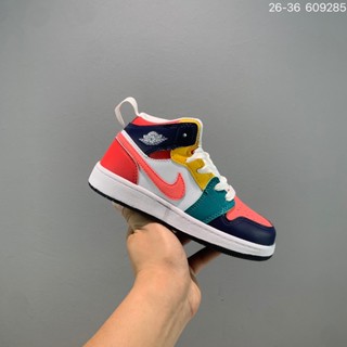 Ni ke Air 1 mid AJ1 รองเท้ากีฬา รองเท้าบาสเก็ตบอล สําหรับเด็ก