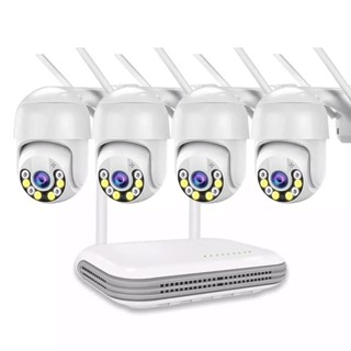 ชุดกล้อง WIFI NVR พร้อมกล้องวงจรปิดไร้สาย 4CH 4MP มุมกว้าง กันน้ํา 4 ชิ้น