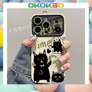 [Okso] ใหม่ เคสโทรศัพท์มือถือแบบนิ่ม กันกระแทก ลายการ์ตูนแมวดํา สําหรับ OPPO Reno9 Reno8 Reno7pro reno6 5