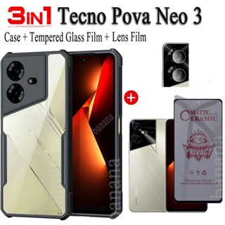 เคสโทรศัพท์มือถือ อะคริลิคนิ่ม ผิวด้าน กันกระแทก 3 in 1 สําหรับ Tecno Pova Neo 2 5 4 3 Spark 10 Pro 10C Go 2023 8C Camon 20 Pro 4G