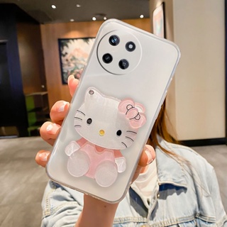 ขายดี เคสโทรศัพท์มือถือ ซิลิโคนนิ่ม TPU ใส กันกระแทก ลาย KITTY พร้อมกระจก สําหรับ Realme 11 NFC Realme11 4G 5G 11 Pro 11 Pro+ Realme C51 C53 2023 Realme11Pro REALMEC51