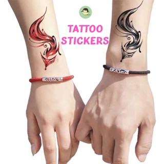 พร้อมส่ง TATTOO STICKERS แทททูสติ๊กเกอร์ 1 ชุด มี 2 ชิ้น ( แดง + ดำ ) ลายน่ารัก ติดคู่กัน 2 คน