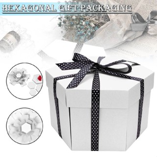 New White Explosion Box Hexagonal DIY Photo Album Scrapbooking Bomb Box Gift