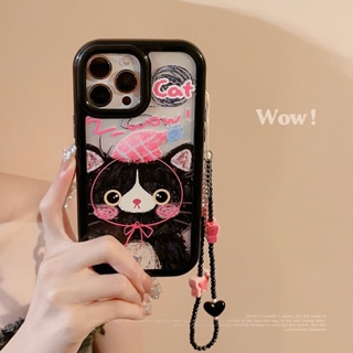 เคสโทรศัพท์มือถือ ลายแมวน่ารัก พร้อมสายคล้อง สําหรับ iphone case 11 12 13 14 pro max x xr xs max