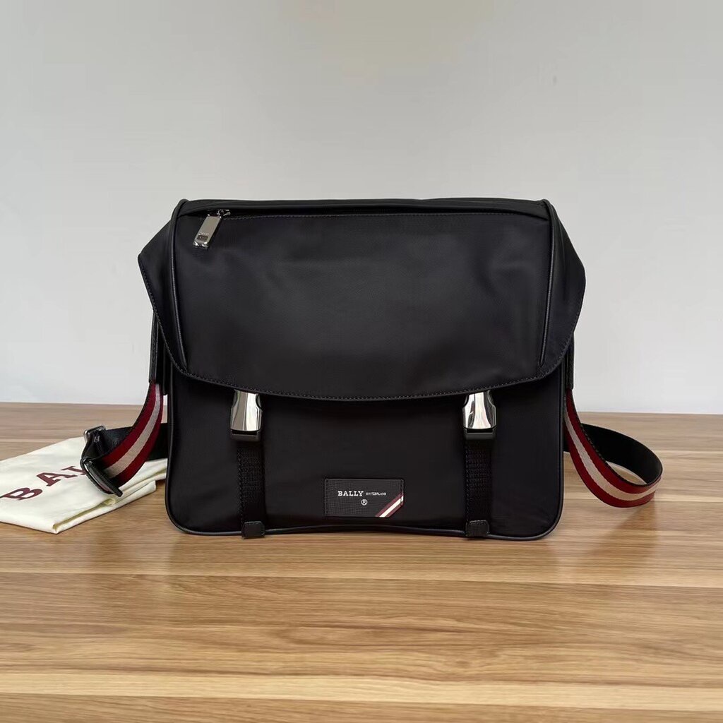 **C** กระเป๋า Bally FABRO Nylon Cross-Body Bag In Black สินค้าใหม่ ของแท้