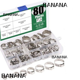 Banana1 คลิปหนีบท่อ สเตนเลส 304 สีเงิน 1/4 นิ้ว -15/16 นิ้ว 80 ชิ้น