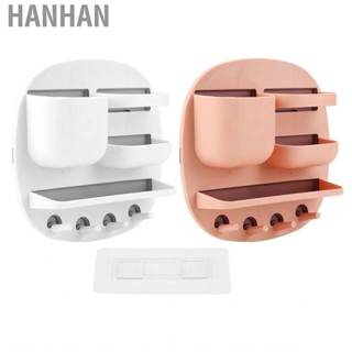 Hanhan Wall Mount Storage Box Disc Shape PP PS Stable Firm Nail Self Adhesive Holder US