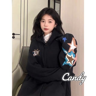 Candy Kids เสื้อผ้าผู้ญิง แขนยาว เสื้อฮู้ด คลุมหญิง สไตล์เกาหลี แฟชั่น A28J18F 34Z230822