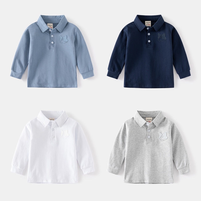 ใหม่ เสื้อโปโล แขนยาว สีพื้น แฟชั่นฤดูใบไม้ผลิ สําหรับเด็กผู้ชาย 2023