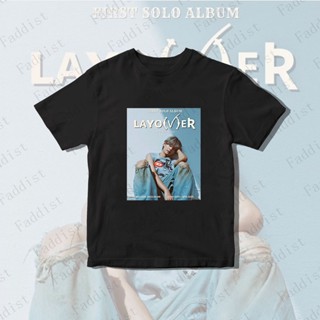 ใหม่ เสื้อยืดลําลอง ผ้าฝ้าย แขนสั้น คอกลม พิมพ์ลาย Kpop BANGTAN V Kim Tae Hyung FIRST SOLO ALBUM Layover สําหรับผู้ชาย และผู้หญิง 2023