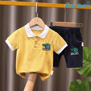 ชุดเด็กคอโปโลเสื้อ+กางเกงชุดเซทเด็ก เสื้อผ้าเด็กผู้ชาย Size80-120 DXT25