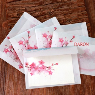 Daron ซองจดหมาย ลายดอกพีชประดิษฐ์ สีโปร่งแสง สําหรับใส่เครื่องเขียน 10 ชิ้น