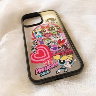 เคสป้องกันโทรศัพท์มือถืออะคริลิคใส ลายการ์ตูน Powerpuff Girls กันกระแทก สําหรับ iPhone 13 12promax 11 xs xr xsmax 7 8plus