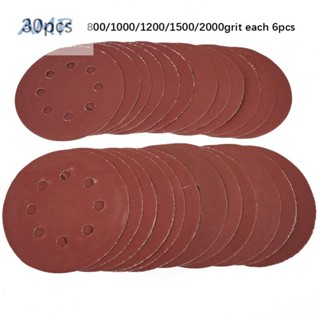 ⚡NEW 8⚡Sandpaper Sanding Discs Set 30 Piece 30pcs 5inch 8holes Orbital Hook Loop