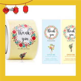 [JU] สติกเกอร์ฉลาก Thank You มีกาวในตัว ติดง่าย สําหรับติดตกแต่งกล่องขนมหวาน 1 ม้วน