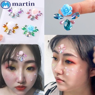 Martin สติกเกอร์รอยสักชั่วคราว รูปใบหน้า ประดับเพชรเทียม กลิตเตอร์ 3D หลากสีสัน DIY สําหรับเด็ก