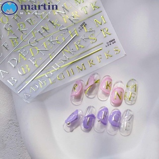 Martin สติกเกอร์ ลายตัวอักษรภาษาอังกฤษ สีบรอนซ์ สําหรับตกแต่งเล็บ DIY