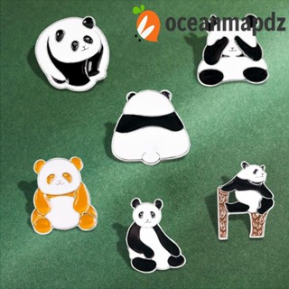 Oceanmapdz เข็มกลัด การ์ตูนแพนด้า สัตว์ เสื้อผ้า เครื่องประดับบุคลิกภาพ ป้ายโลหะผสม เด็กผู้ชาย