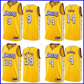 เสื้อกีฬาบาสเก็ตบอลแขนกุด ลายทีม GP1 NBA Jersey LA Lakers Rondo Howard Caruso สีเหลือง PG1
