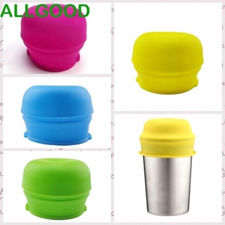 Allgoods ฝาครอบแก้วน้ํา ซิลิโคน ยืดหยุ่น พร้อมหลอดดูด ปลอด BPA หลากสี กันหก สําหรับเด็กวัยหัดเดิน