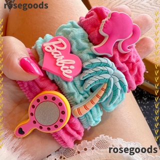 Rosegoods1 ยางรัดผมหางม้า แบบยืดหยุ่น สีพื้น เครื่องประดับ สําหรับตุ๊กตาบาร์บี้