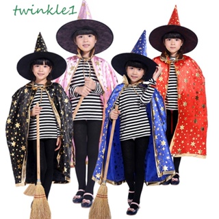 Twinkle1 ชุดเสื้อคลุมแม่มด แม่มด หมวก ดาว เครื่องแต่งกายฮาโลวีน สําหรับเด็ก