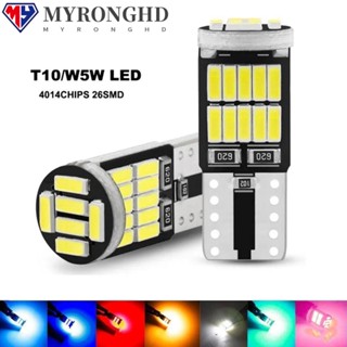 Myronghd หลอดไฟ LED T10 W5W สําหรับติดป้ายทะเบียนรถยนต์ 10 ชิ้น