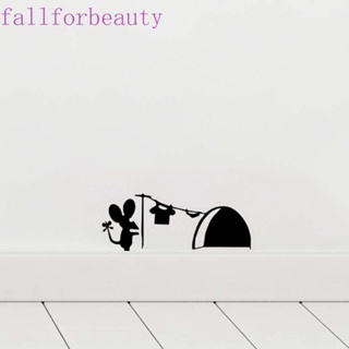 Fallforbeauty สติกเกอร์รูหนู 3D มีกาวในตัว กันน้ํา กันชื้น ลอกออกได้ สําหรับติดตกแต่งห้องเด็ก