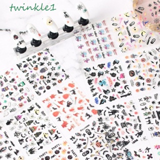 Twinkle1 สติกเกอร์ติดเล็บ ลายกะโหลก ฮาโลวีน สําหรับตกแต่งเล็บ